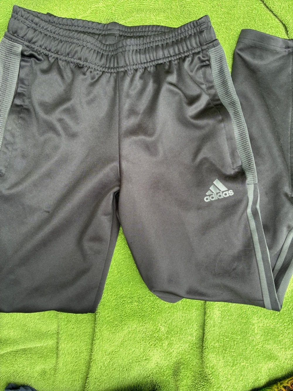 adidas Black Kids' Jogger Pants with Gray Trim